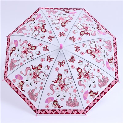 Детский зонт п/авт «Принцесса» d = 84 см, R = 42 см, 8 спиц, 65,5 × 8 × 6 см